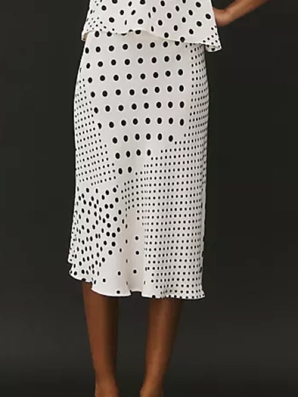 Anthropologie Polka Dot Midi Slip Skirt